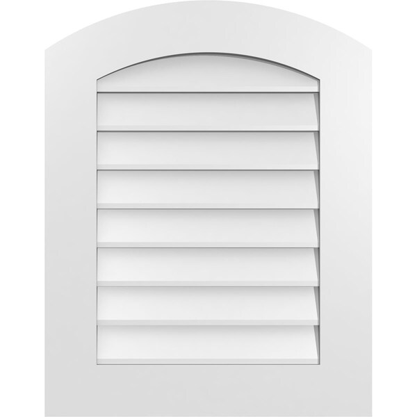 Ekena Millwork Arch Top Surface Mount PVC Gable Vent: Functional, w/ 3-1/2"W x 1"P Standard Frame, 22"W x 28"H - GVPAR22X2801SF