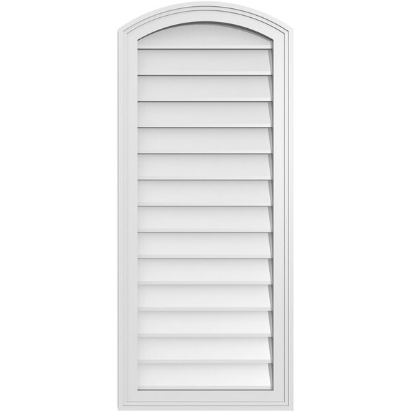 Ekena Millwork Arch Top Surface Mount PVC Gable Vent: Functional, w/ 2"W x 1-1/2"P Brickmould Frame, 18"W x 42"H - GVPAR18X4202SF