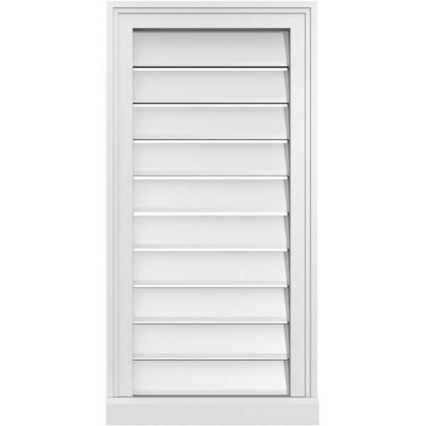 Ekena Millwork Vertical Surface Mount PVC Gable Vent: Functional, w/ 2"W x 2"P Brickmould Sill Frame, 16"W x 32"H - GVPVE16X3203SF