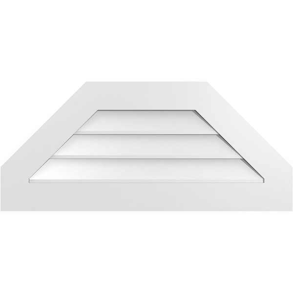 Ekena Millwork Octagonal Top Surface Mount PVC Gable Vent w/ 3-1/2"W x 1"P Standard Frame, 36"W x 16"H - GVPOT36X1601SN
