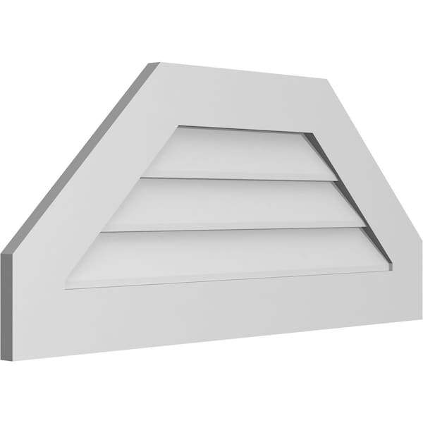 Ekena Millwork Octagonal Top Surface Mount PVC Gable Vent w/ 3-1/2"W x 1"P Standard Frame, 36"W x 16"H - GVPOT36X1601SN