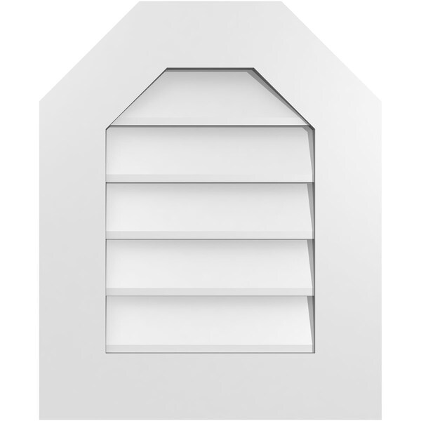 Ekena Millwork Octagonal Top Surface Mount PVC Gable Vent w/ 3-1/2"W x 1"P Standard Frame, 18"W x 22"H - GVPOT18X2201SN