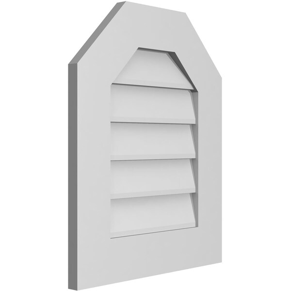 Ekena Millwork Octagonal Top Surface Mount PVC Gable Vent w/ 3-1/2"W x 1"P Standard Frame, 18"W x 22"H - GVPOT18X2201SN
