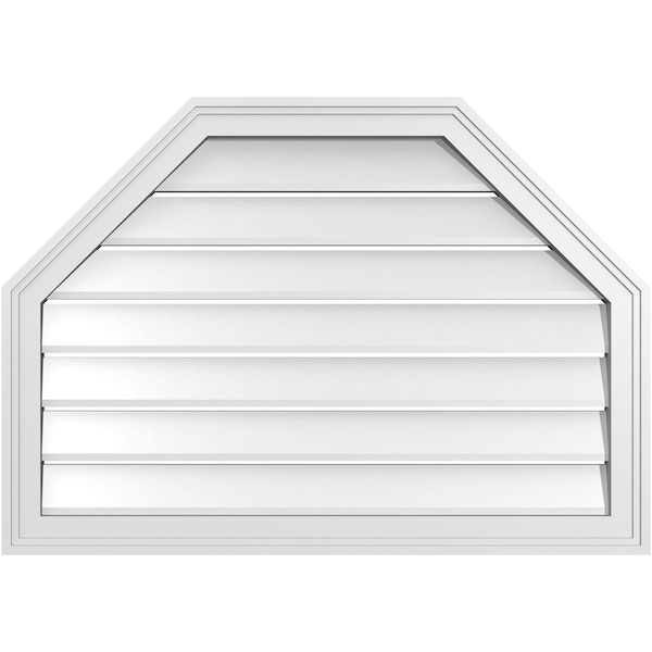 Ekena Millwork Octagonal Top Surface Mount PVC Gable Vent w/ 2"W x 1-1/2"P Brickmould Frame, 34"W x 24"H - GVPOT34X2402SF