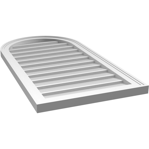 Ekena Millwork Round Top Surface Mount PVC Gable Vent w/ 2"W x 1-1/2"P Brickmould Frame, 20"W x 38"H - GVPRT20X3802SN