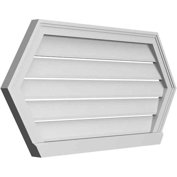 Ekena Millwork Half Round Surface Mount PVC Gable Vent: Functional, w/ 2"W x 2"P Brickmould Sill Frame, 38"W x 19"H - GVPHR38X1903SF