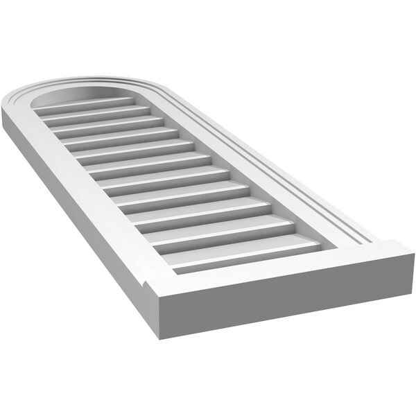 Ekena Millwork Round Top Surface Mount PVC Gable Vent: Functional, w/ 2"W x 2"P Brickmould Sill Frame, 12"W x 36"H - GVPRT12X3603SF