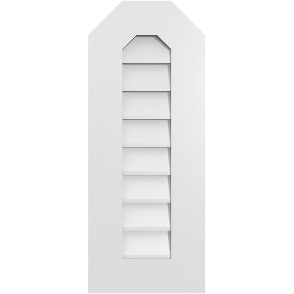 Ekena Millwork Octagonal Top Surface Mount PVC Gable Vent w/ 3-1/2"W x 1"P Standard Frame, 12"W x 30"H - GVPOT12X3001SN