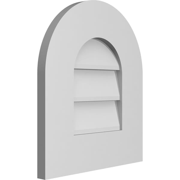 Ekena Millwork Round Top Surface Mount PVC Gable Vent: Non-Functional, w/ 3-1/2"W x 1"P Standard Frame, 14"W x 16"H - GVPRT14X1601SN