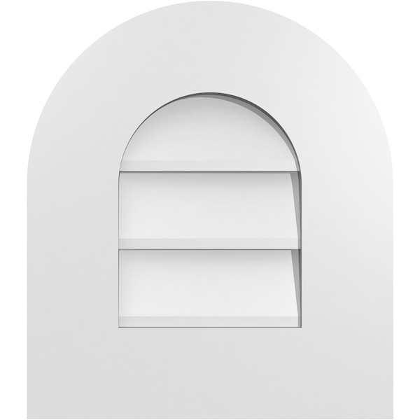 Ekena Millwork Round Top Surface Mount PVC Gable Vent: Non-Functional, w/ 3-1/2"W x 1"P Standard Frame, 14"W x 16"H - GVPRT14X1601SN