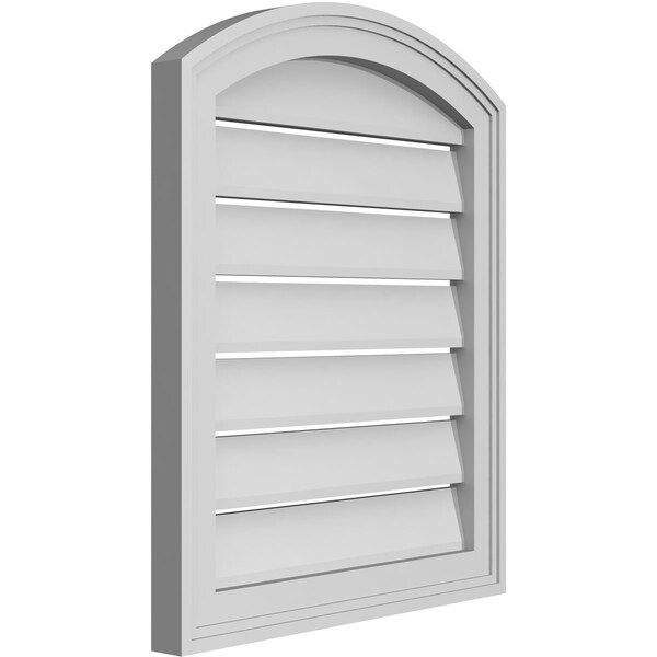 Ekena Millwork Arch Top Surface Mount PVC Gable Vent: Non-Functional, w/2"W x 1-1/2"P Brickmould Frame, 20"W x 22"H - GVPAR20X2202SN