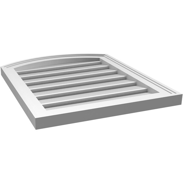 Ekena Millwork Arch Top Surface Mount PVC Gable Vent: Non-Functional, w/2"W x 1-1/2"P Brickmould Frame, 20"W x 22"H - GVPAR20X2202SN