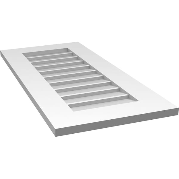 Ekena Millwork Vertical Surface Mount PVC Gable Vent: Non-Functional, w/ 3-1/2"W x 1"P Standard Frame, 16"W x 34"H - GVPVE16X3401SN