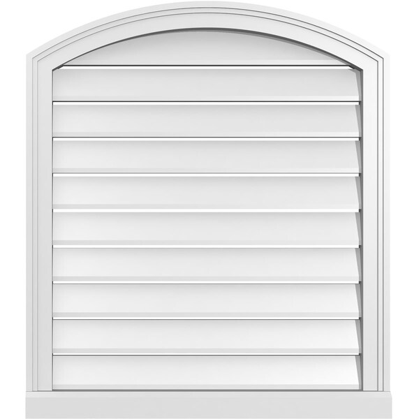 Ekena Millwork Arch Top Surface Mount PVC Gable Vent w/ 2"W x 2"P Brickmould Sill Frame, 28"W x 30"H - GVPAR28X3003SN