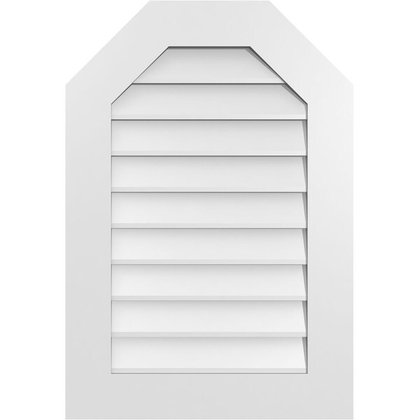 Ekena Millwork Octagonal Top Surface Mount PVC Gable Vent w/ 3-1/2"W x 1"P Standard Frame, 22"W x 32"H - GVPOT22X3201SN