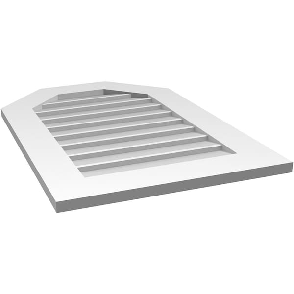 Ekena Millwork Octagonal Top Surface Mount PVC Gable Vent w/ 3-1/2"W x 1"P Standard Frame, 22"W x 32"H - GVPOT22X3201SN