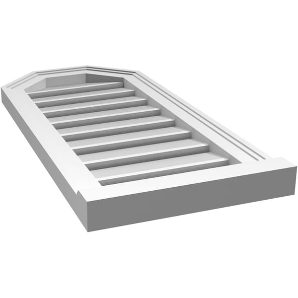 Ekena Millwork Octagonal Top Surface Mount PVC Gable Vent w/ 2"W x 2"P Brickmould Sill Frame, 14"W x 30"H - GVPOT14X3003SF