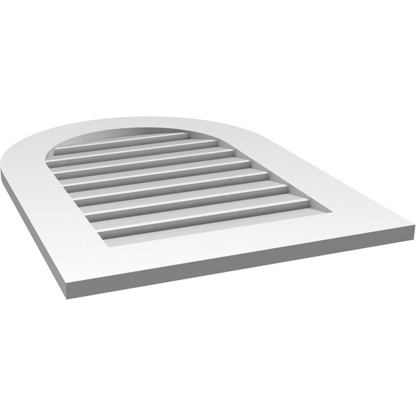Ekena Millwork Round Top Surface Mount PVC Gable Vent: Functional, w/ 3-1/2"W x 1"P Standard Frame, 22"W x 30"H - GVPRT22X3001SF