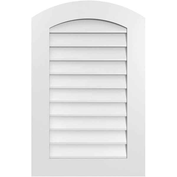 Ekena Millwork Arch Top Surface Mount PVC Gable Vent: Functional, w/ 3-1/2"W x 1"P Standard Frame, 22"W x 34"H - GVPAR22X3401SF
