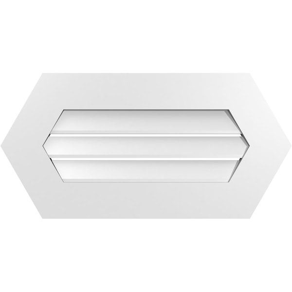 Ekena Millwork Half Round Surface Mount PVC Gable Vent: Functional, w/ 3-1/2"W x 1"P Standard Frame, 28"W x 14"H - GVPHR28X1401SF