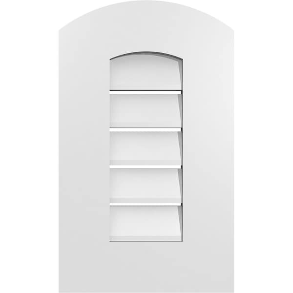 Ekena Millwork Arch Top Surface Mount PVC Gable Vent: Non-Functional, w/ 3-1/2"W x 1"P Standard Frame, 12"W x 18"H - GVPAR12X1801SN
