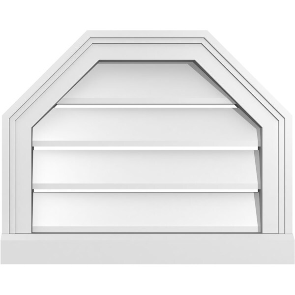 Ekena Millwork Octagonal Top Surface Mount PVC Gable Vent w/ 2"W x 2"P Brickmould Sill Frame, 20"W x 16"H - GVPOT20X1603SF