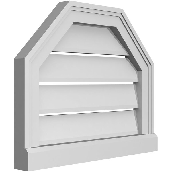 Ekena Millwork Octagonal Top Surface Mount PVC Gable Vent w/ 2"W x 2"P Brickmould Sill Frame, 20"W x 16"H - GVPOT20X1603SF