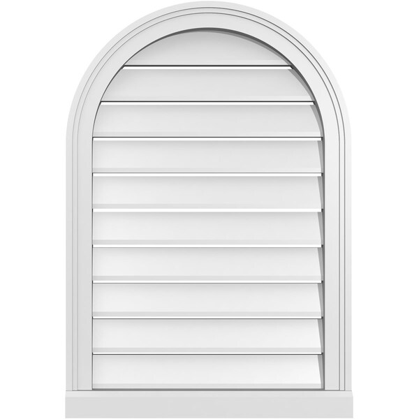 Ekena Millwork Round Top Surface Mount PVC Gable Vent: Functional, w/ 2"W x 2"P Brickmould Sill Frame, 22"W x 32"H - GVPRT22X3203SF
