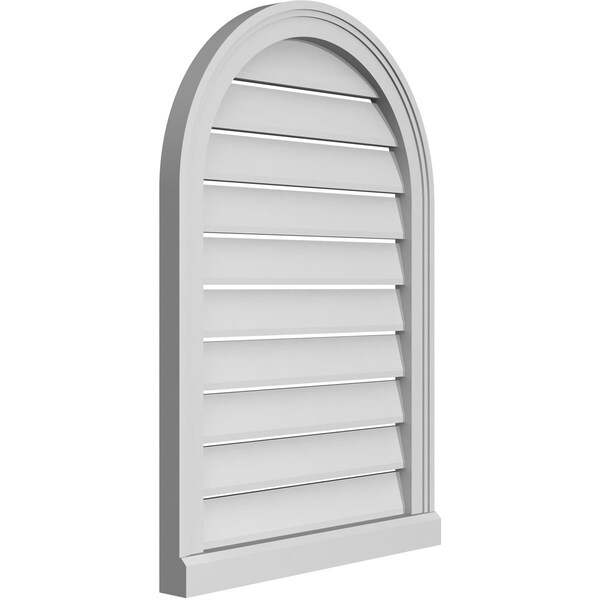 Ekena Millwork Round Top Surface Mount PVC Gable Vent: Functional, w/ 2"W x 2"P Brickmould Sill Frame, 22"W x 32"H - GVPRT22X3203SF