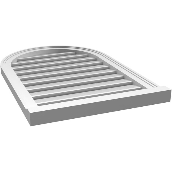 Ekena Millwork Round Top Surface Mount PVC Gable Vent: Functional, w/ 2"W x 2"P Brickmould Sill Frame, 22"W x 32"H - GVPRT22X3203SF