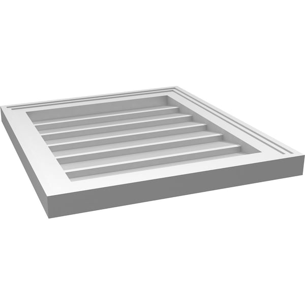 Ekena Millwork Vertical Surface Mount PVC Gable Vnt: Non-Functional, w/2"W x 1-1/2"H, Brickmould Frame, 18"W x 20"H - GVPVE18X2002SN