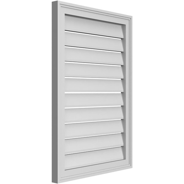 Ekena Millwork Vertical Surface Mount PVC Gable Vent: Functional, w/ 2"W x 1-1/2"P Brickmould Frame, 22"W x 32"H - GVPVE22X3202SF