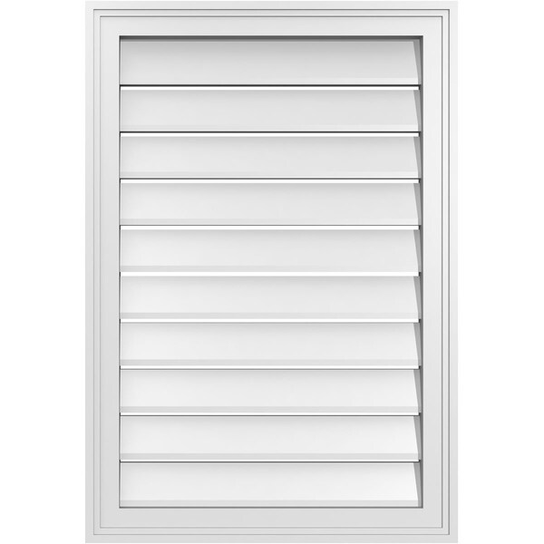 Ekena Millwork Vertical Surface Mount PVC Gable Vent: Functional, w/ 2"W x 1-1/2"P Brickmould Frame, 22"W x 32"H - GVPVE22X3202SF