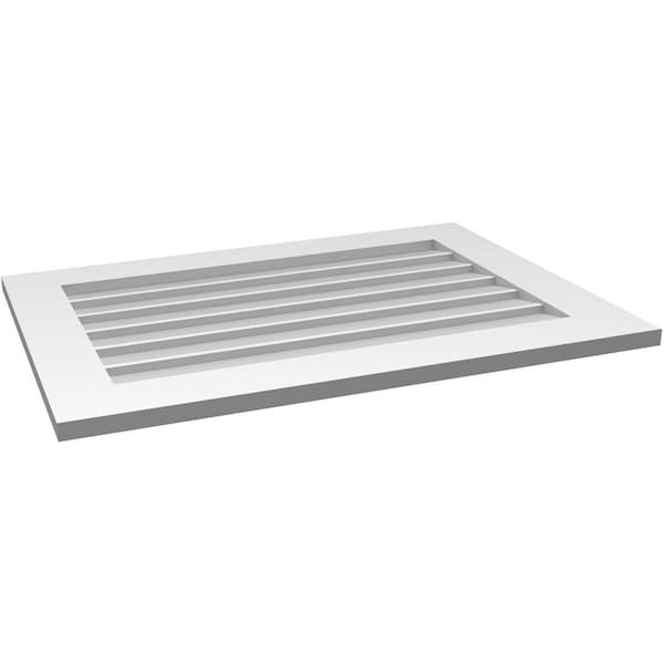 Ekena Millwork Vertical Surface Mount PVC Gable Vent: Non-Functional, w/3-1/2"W x 1"H, Standard Frame, 34"W x 24"H - GVPVE34X2401SN