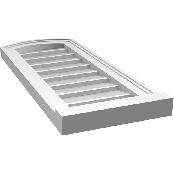 Ekena Millwork Arch Top Surface Mount PVC Gable Vent: Functional, w/ 2"W x 2"P Brickmould Sill Frame, 12"W x 28"H - GVPAR12X2803SF