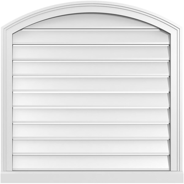 Ekena Millwork Arch Top Surface Mount PVC Gable Vent w/ 2"W x 2"P Brickmould Sill Frame, 30"W x 42"H - GVPAR30X4203SN