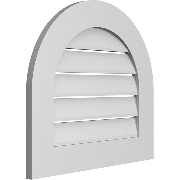 Ekena Millwork Round Top Surface Mount PVC Gable Vent: Functional, w/ 3-1/2"W x 1"P Standard Frame, 24"W x 22"H - GVPRT24X2201SF