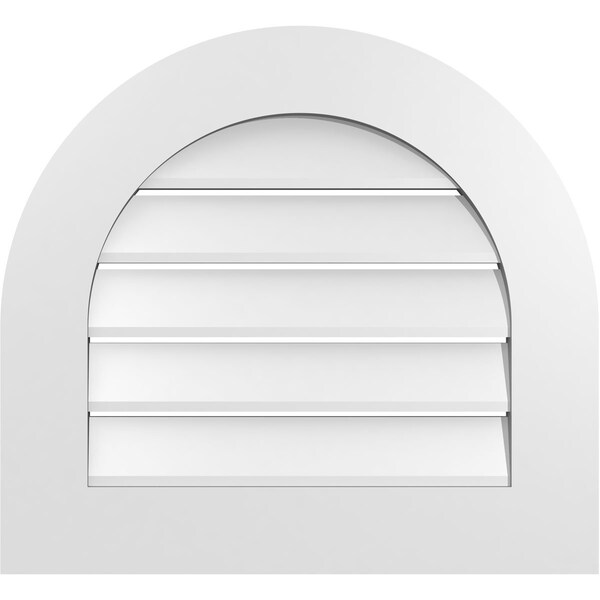 Ekena Millwork Round Top Surface Mount PVC Gable Vent: Functional, w/ 3-1/2"W x 1"P Standard Frame, 24"W x 22"H - GVPRT24X2201SF