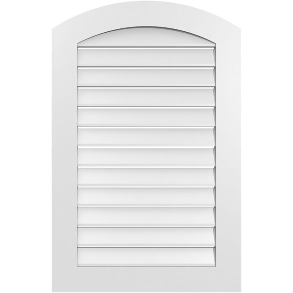 Ekena Millwork Arch Top Surface Mount PVC Gable Vent: Non-Functional, w/ 3-1/2"W x 1"P Standard Frame, 26"W x 38"H - GVPAR26X3801SN