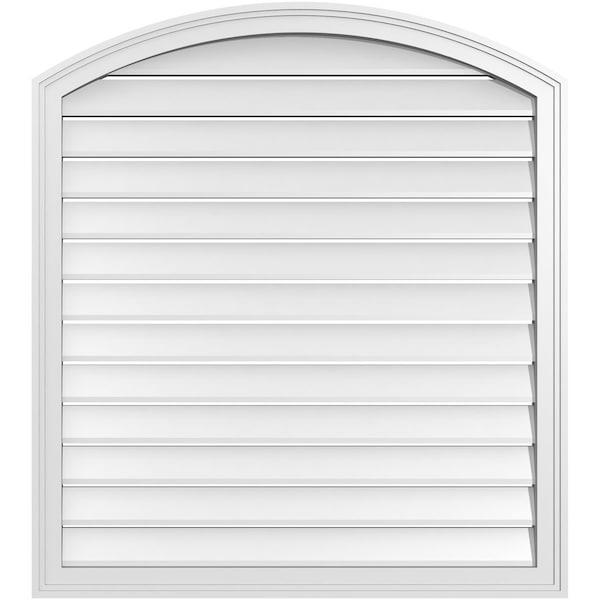 Ekena Millwork Arch Top Surface Mount PVC Gable Vent: Non-Functional, w/2"W x 1-1/2"P Brickmould Frame, 36"W x 38"H - GVPAR36X3802SN