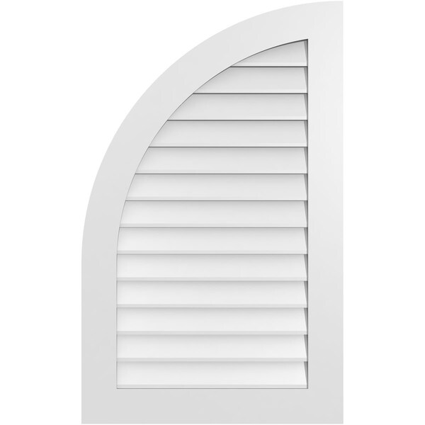 Ekena Millwork Quarter Round Top Left Surface Mount PVC Gable Vent w/ 3-1/2"W x 1"P Standard Frame, 26"W x 42"H - GVPQL26X4201SN