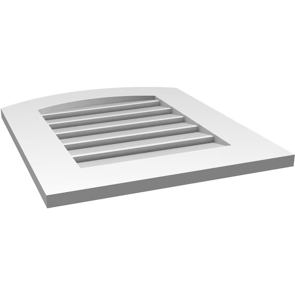 Ekena Millwork Arch Top Surface Mount PVC Gable Vent: Non-Functional, w/ 3-1/2"W x 1"P Standard Frame, 20"W x 22"H - GVPAR20X2201SN