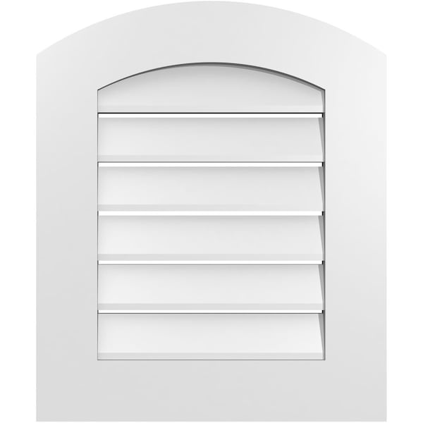 Ekena Millwork Arch Top Surface Mount PVC Gable Vent: Non-Functional, w/ 3-1/2"W x 1"P Standard Frame, 20"W x 22"H - GVPAR20X2201SN