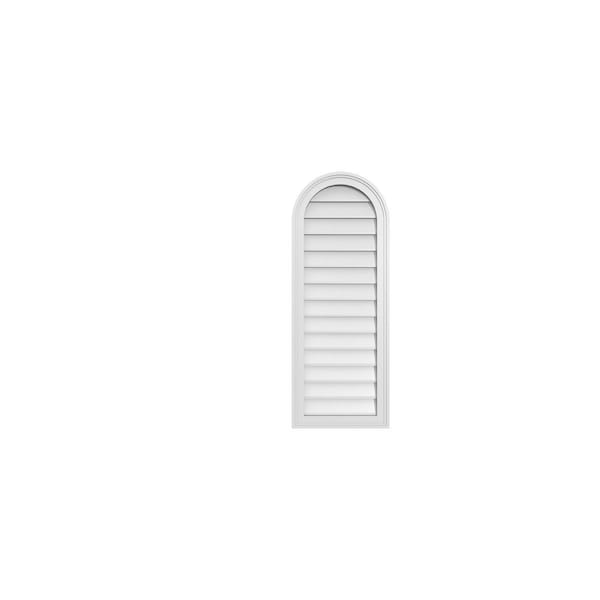 Ekena Millwork Round Top Surface Mount PVC Gable Vent w/ 2"W x 1-1/2"P Brickmould Frame, 16"W x 42"H - GVPRT16X4202SN