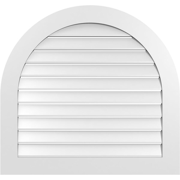 Ekena Millwork Round Top Surface Mount PVC Gable Vent: Functional, w/ 3-1/2"W x 1"P Standard Frame, 36"W x 34"H - GVPRT36X3401SF