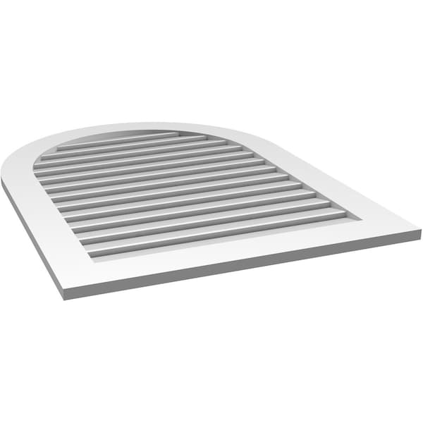 Ekena Millwork Round Top Surface Mount PVC Gable Vent: Functional, w/ 3-1/2"W x 1"P Standard Frame, 32"W x 42"H - GVPRT32X4201SF