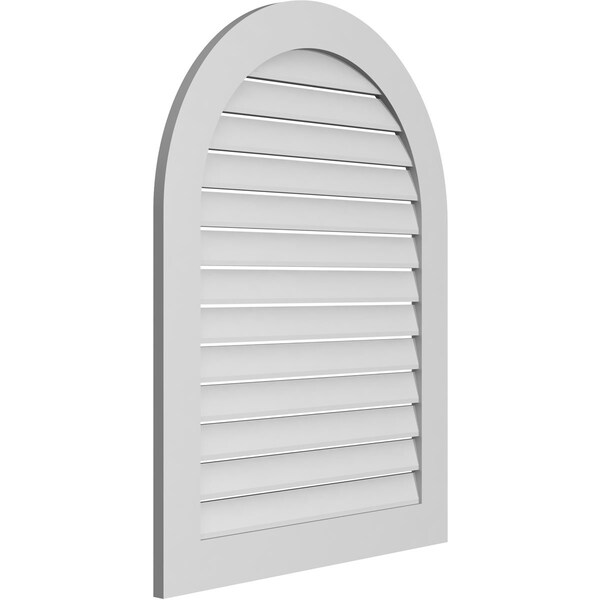 Ekena Millwork Round Top Surface Mount PVC Gable Vent: Functional, w/ 3-1/2"W x 1"P Standard Frame, 32"W x 42"H - GVPRT32X4201SF