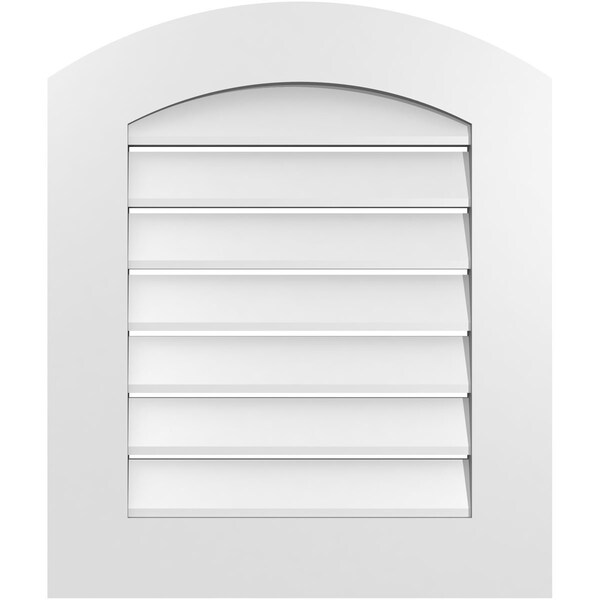 Ekena Millwork Arch Top Surface Mount PVC Gable Vent: Non-Functional, w/ 3-1/2"W x 1"P Standard Frame, 22"W x 24"H - GVPAR22X2401SN