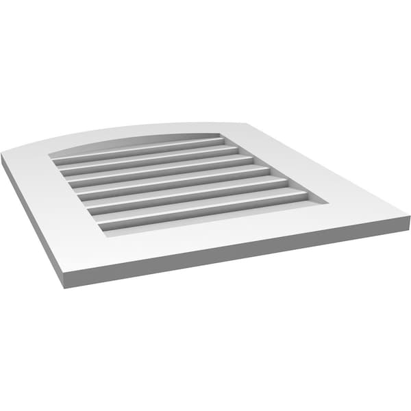 Ekena Millwork Arch Top Surface Mount PVC Gable Vent: Non-Functional, w/ 3-1/2"W x 1"P Standard Frame, 22"W x 24"H - GVPAR22X2401SN