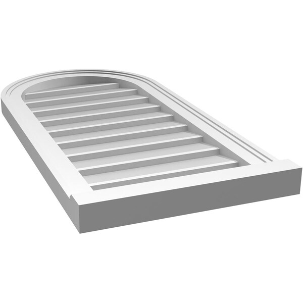 Ekena Millwork Round Top Surface Mount PVC Gable Vent w/ 2"W x 2"P Brickmould Sill Frame, 16"W x 32"H - GVPRT16X3203SN